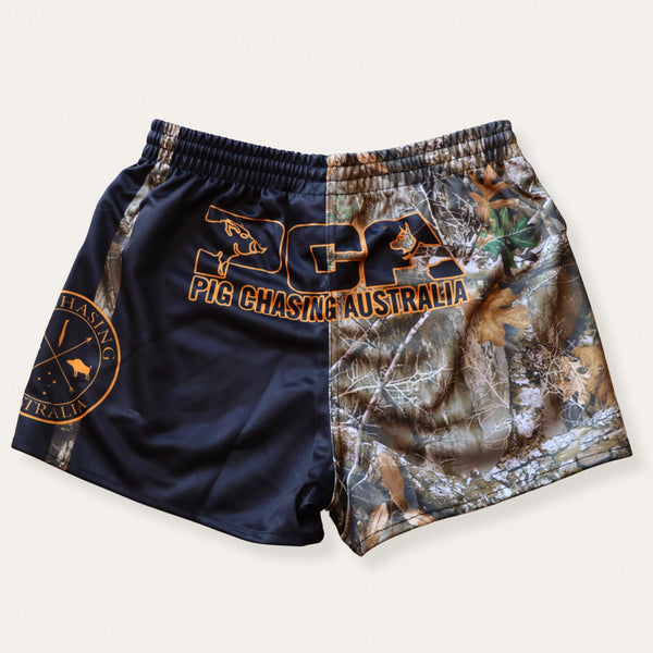 Pig Chasing Australia - Footy Shorts in Real Camo