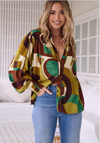 Jaase Bardot Print Beau Blouse