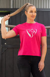 Bare Equestrian - Silver Logo T-Shirt - Dark Pink