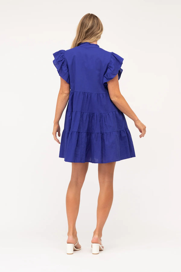 Cobalt Blue Teired Mini Dress