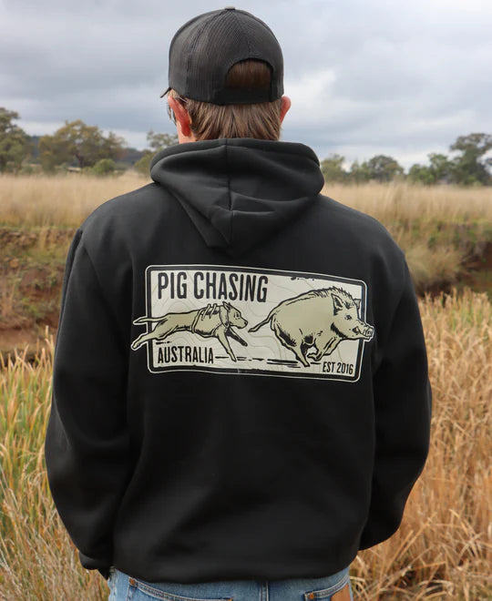 Pig Chasing Australia - Contour Hoodie - Faded Black