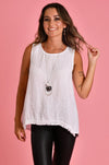 Capri Linen Tank in White