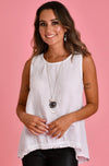 Capri Linen Tank in White