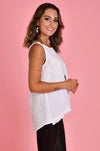 Capri Linen Tank in White