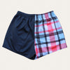 Plaid Footy Shorts - Blue/Black/Red - Zip Pockets