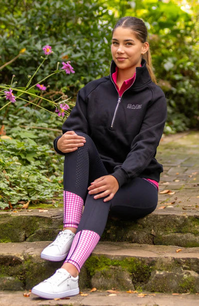 Bare Equestrian - Performance Riding Tights - Black and Pink