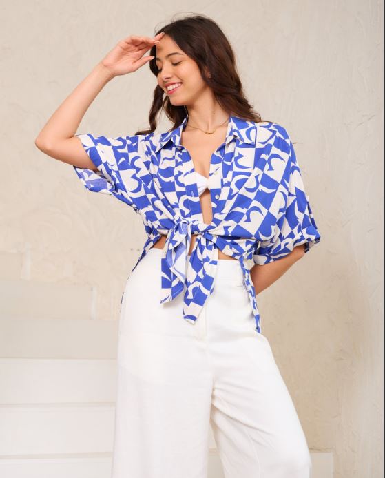 Iris Maxi The Label Blue Print Shirt