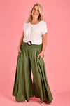 FREMANTLE ROUCHED WIDE LEG PANT - SOFT KHAKI