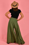 FREMANTLE ROUCHED WIDE LEG PANT - SOFT KHAKI