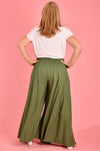 FREMANTLE ROUCHED WIDE LEG PANT - SOFT KHAKI