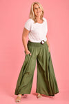 FREMANTLE ROUCHED WIDE LEG PANT - SOFT KHAKI