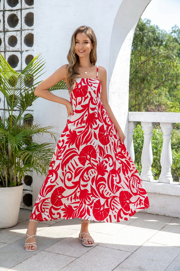 Scarlet Horizon Maxi Dress in Red