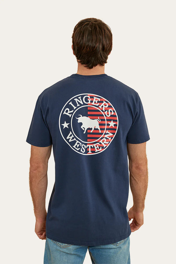 Ringers Western - Signature Bull Flag Men's Stock Fit T-Shirt - Navy