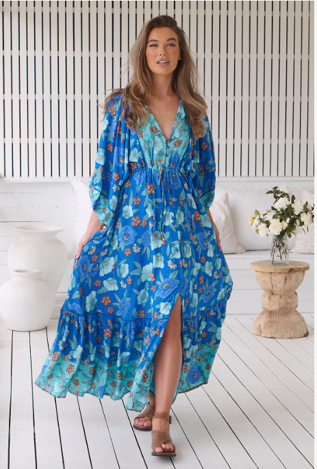 Love In Mist Print Catalonia Maxi Dress