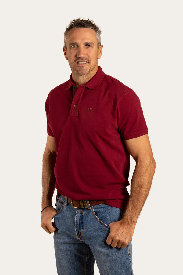 Ringers Western - Essential Mens Polo in Burgundy