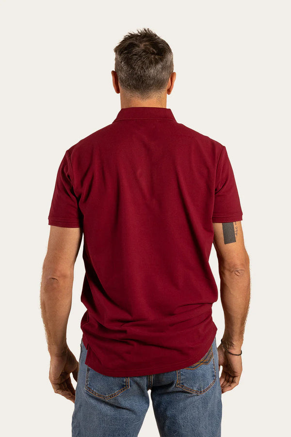 Ringers Western - Essential Mens Polo in Burgundy