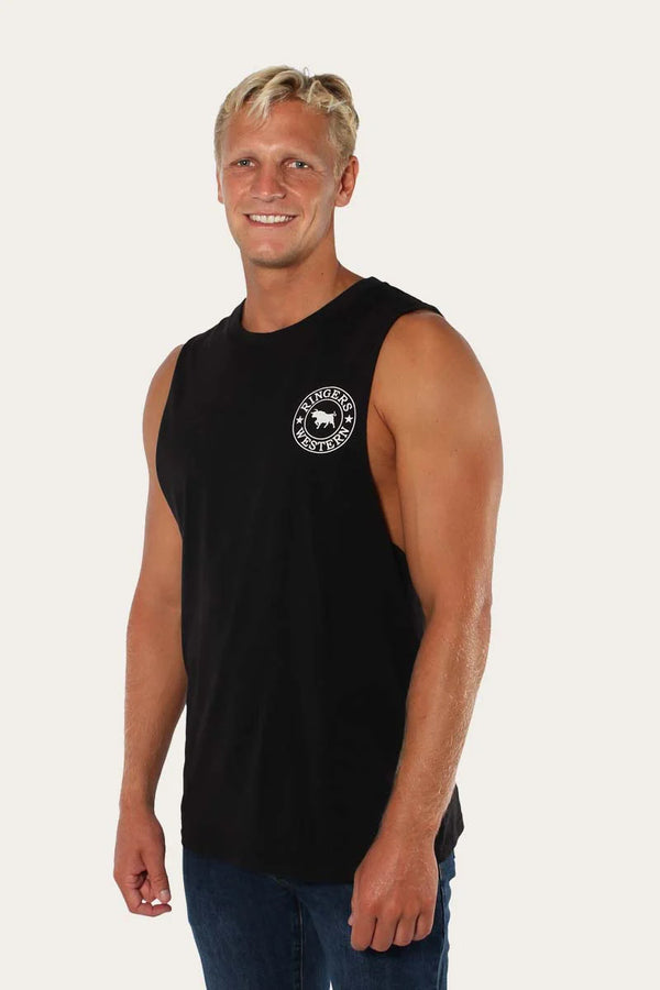 Ringers Western - Signature Bull Mens Muscle Tank - Black/White