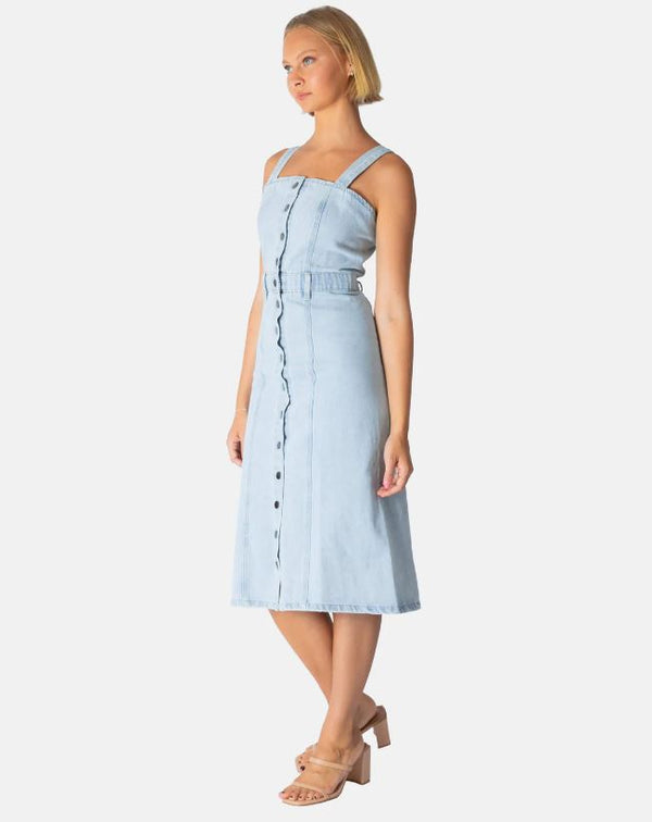 Lilah Button Up Midi Denim Dress