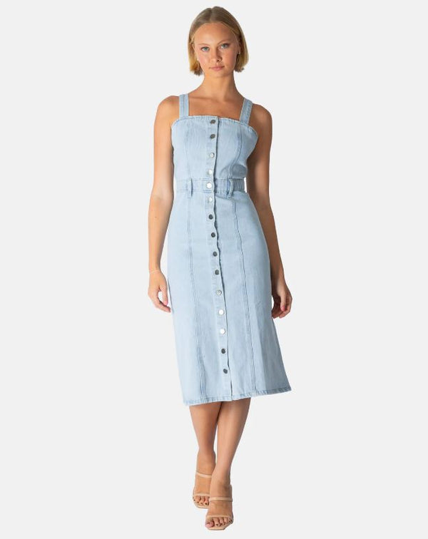 Lilah Button Up Midi Denim Dress