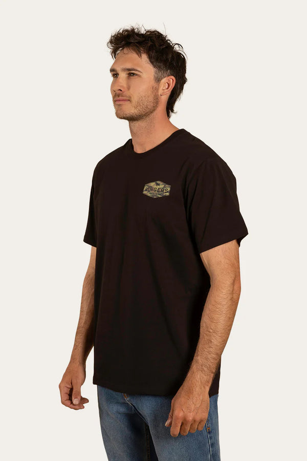 Ringers Western - Servo Mens Loose Fit T-Shirt in Black / Camo