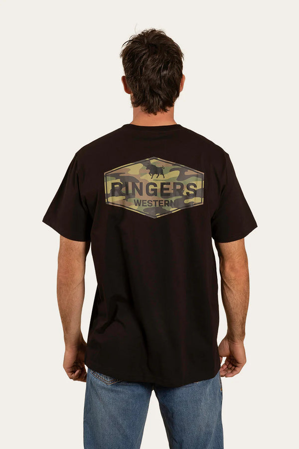 Ringers Western - Servo Mens Loose Fit T-Shirt in Black / Camo