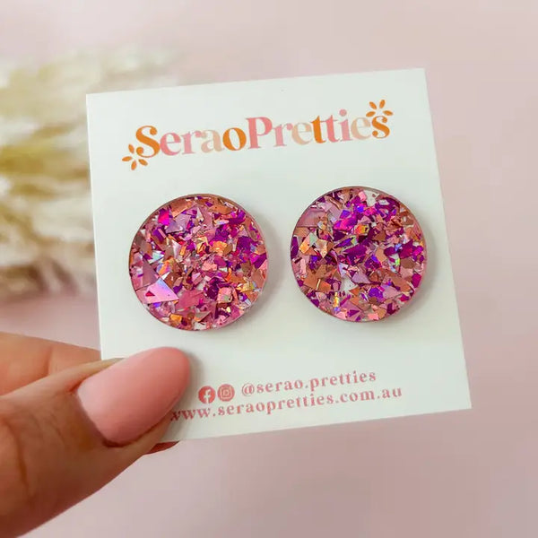 XL Pink Foil Studs