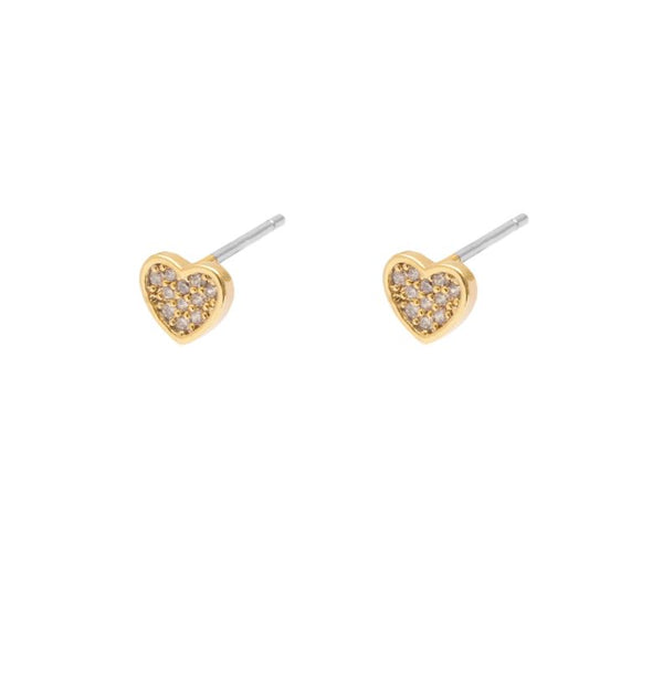 Mezi - Anda pave heart studs Gold