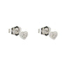 Mezi - Heart shape silver crystal studs