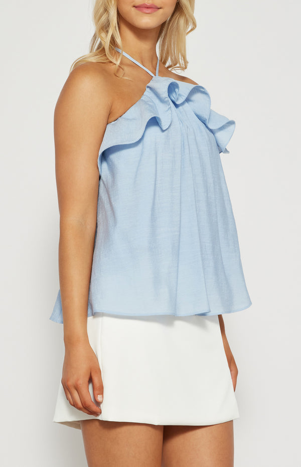 Ruffle Neckline Baby Doll Top